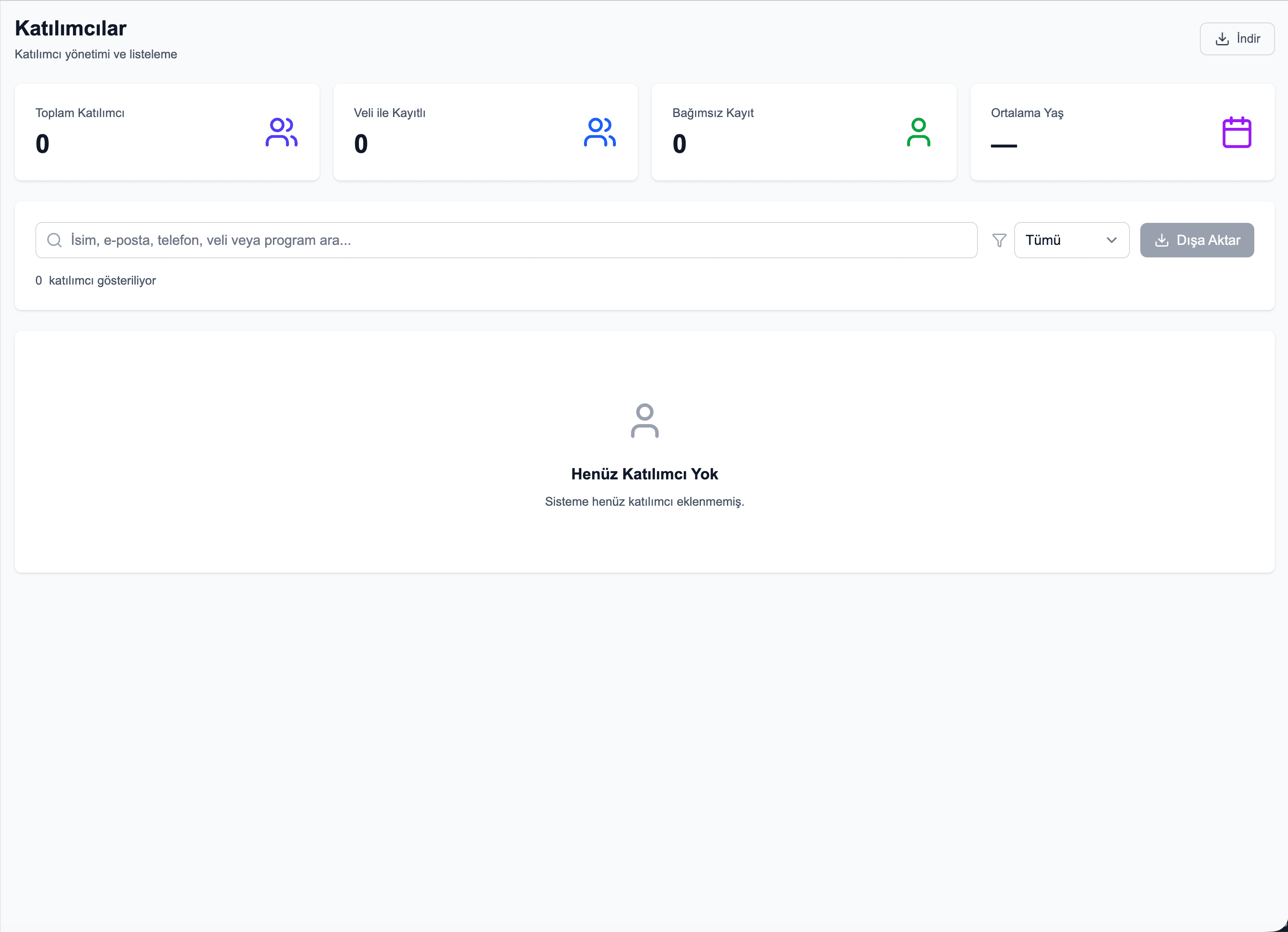 Sporcu & Veli Yönetimi - Ekran 1